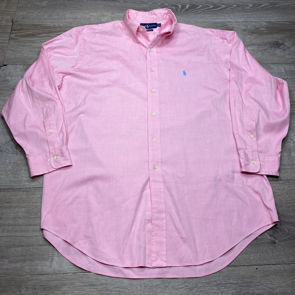 Ralph Lauren Button Down Mens 17 32/33 Pink Classic Fit Oxford Shirt Casual